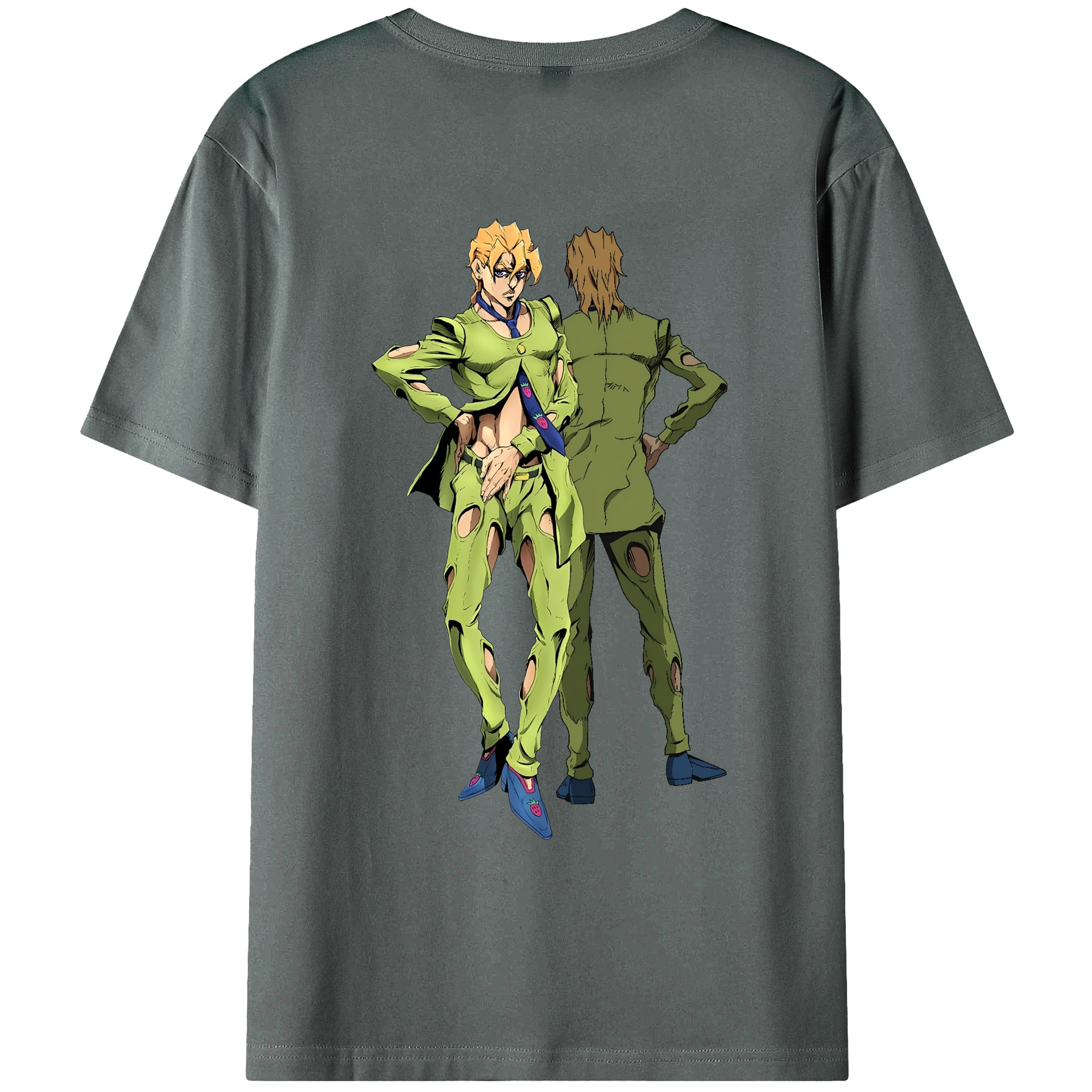 （画像用） ジョジョの奇妙な冒険 パンナコッタ?フー JoJo's Bizarre Adventure Pannacotta Fugo 綿100％ メンズ半袖Tシャツ（バックプリント） 通気性